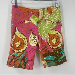 Trina Turk Multicolor Bermuda Shorts Colorful Print Womens 0 | P803